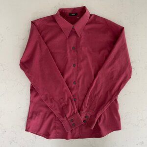 Eddie Bauer LS Stretch Button Down Cotton Shirt Light Burg Sz - no size tag